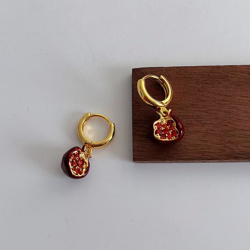 Red Pomegranate Design Earring