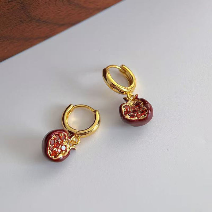 Red Pomegranate Design Earring