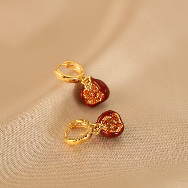 Red Pomegranate Design Earring