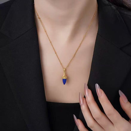 Original Designer - Starburst Droplet of Blue Cone Necklace