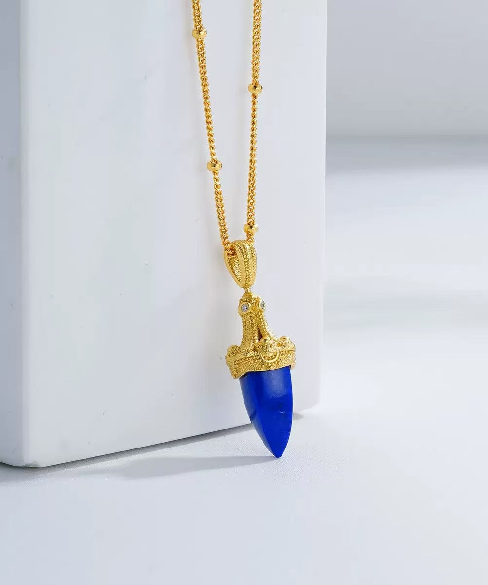 Original Designer - Starburst Droplet of Blue Cone Necklace