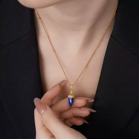 Original Designer - Starburst Droplet of Blue Cone Necklace