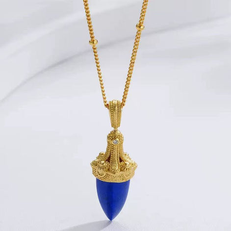 Original Designer - Starburst Droplet of Blue Cone Necklace