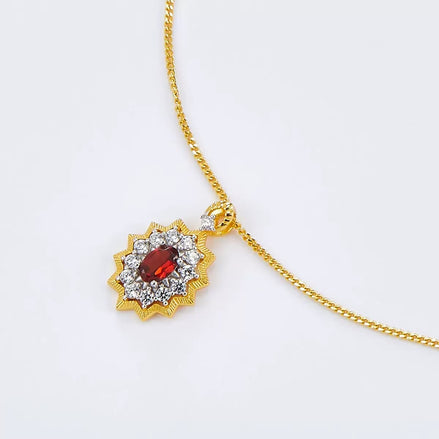 Original Designer - Crimson Sunburst Elegance Necklace