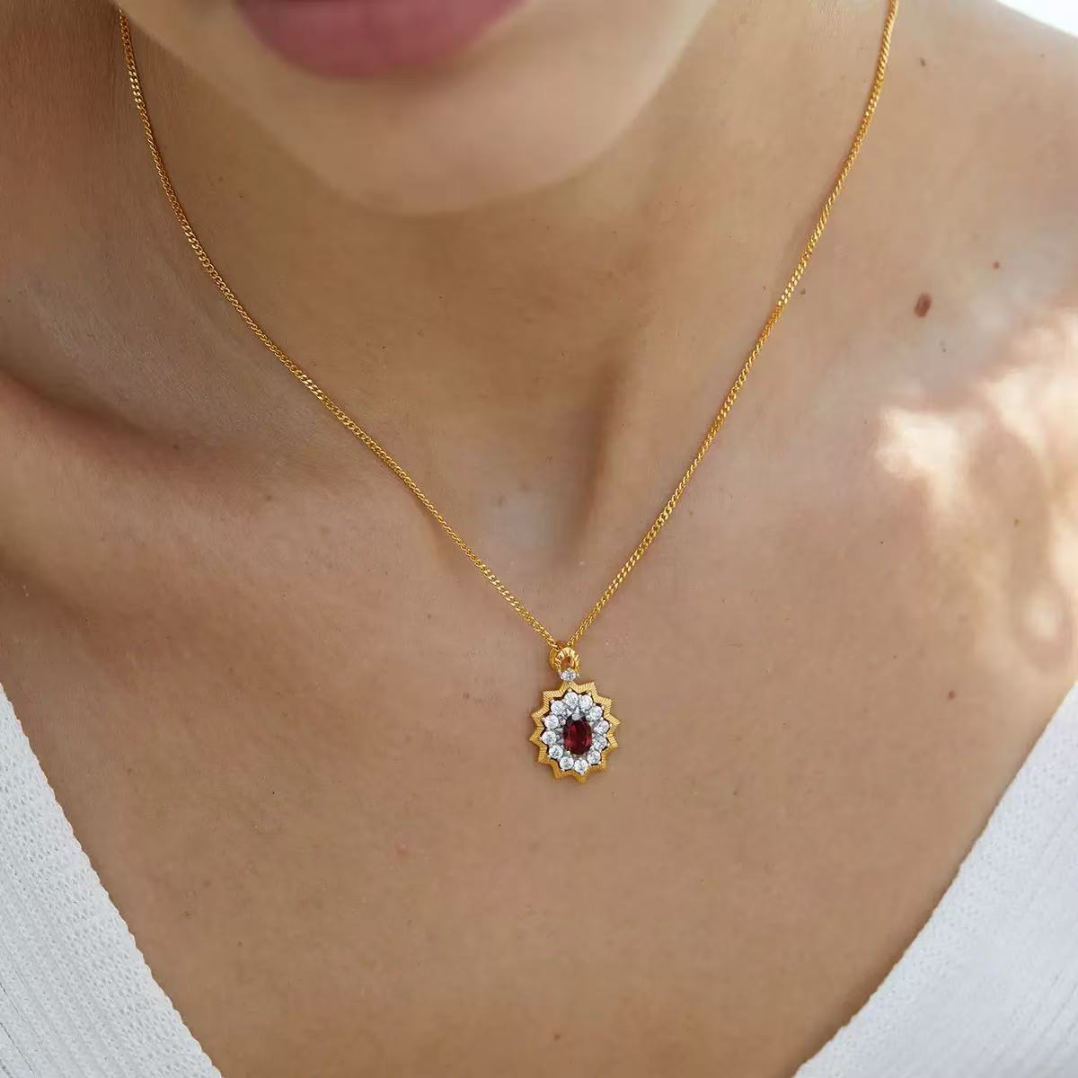 Original Designer - Crimson Sunburst Elegance Necklace