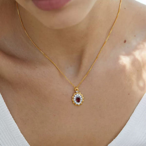Original Designer - Crimson Sunburst Elegance Necklace