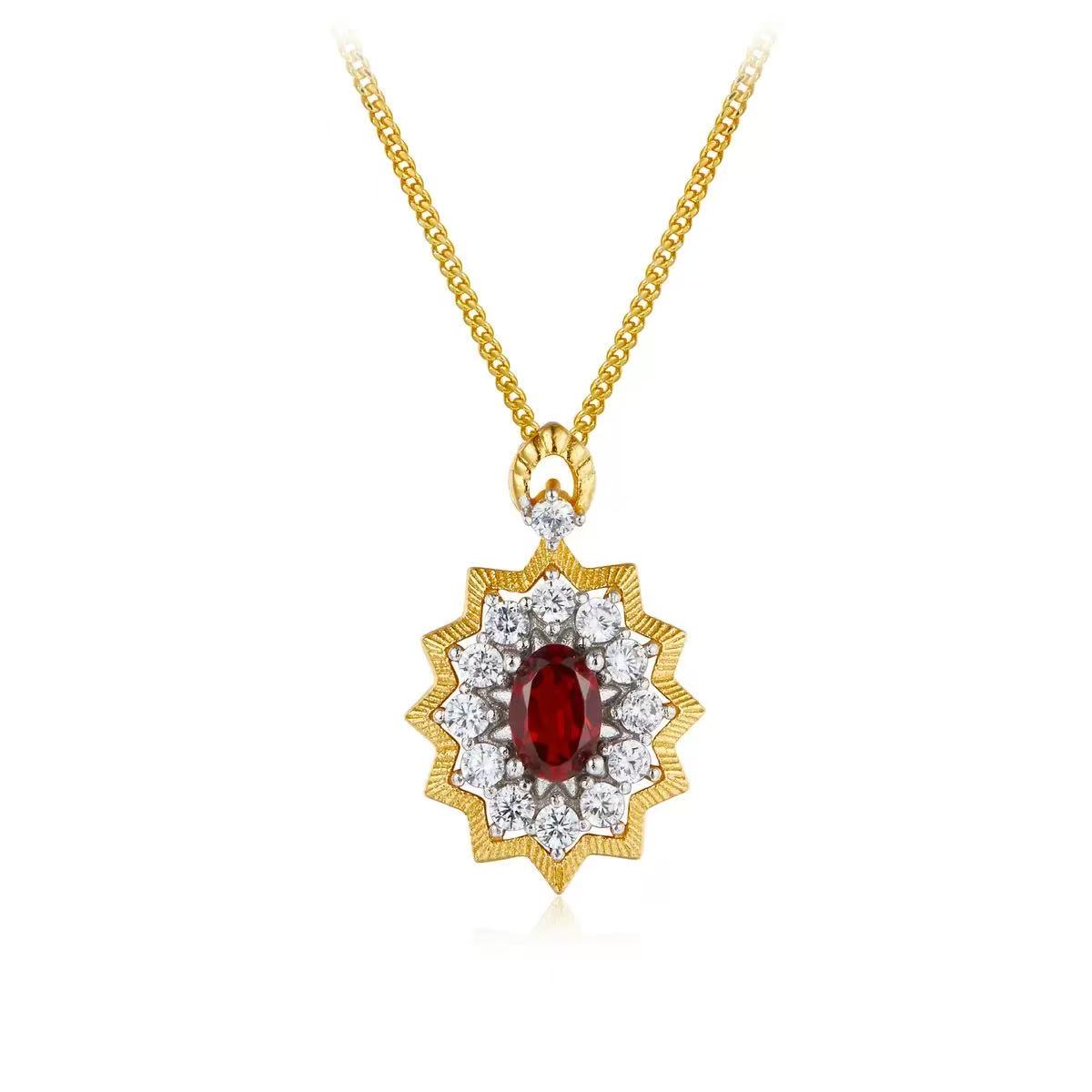 Original Designer - Crimson Sunburst Elegance Necklace