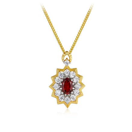 Original Designer - Crimson Sunburst Elegance Necklace