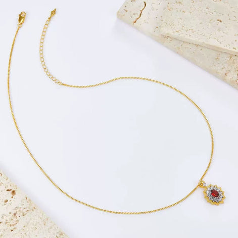 Original Designer - Crimson Sunburst Elegance Necklace