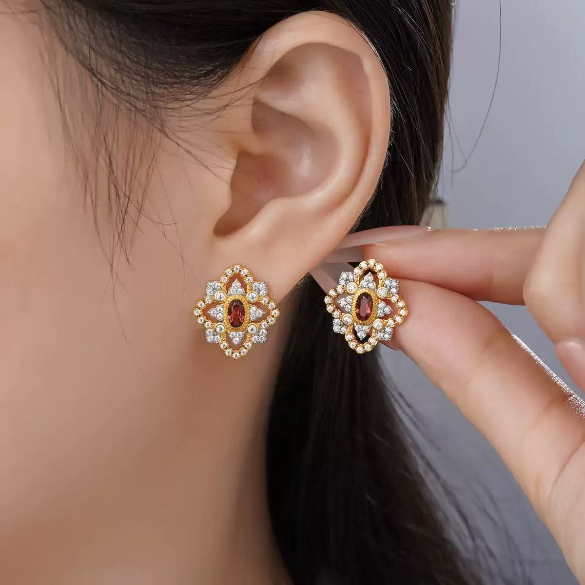 Original Designer - Crimson Elegance Earring