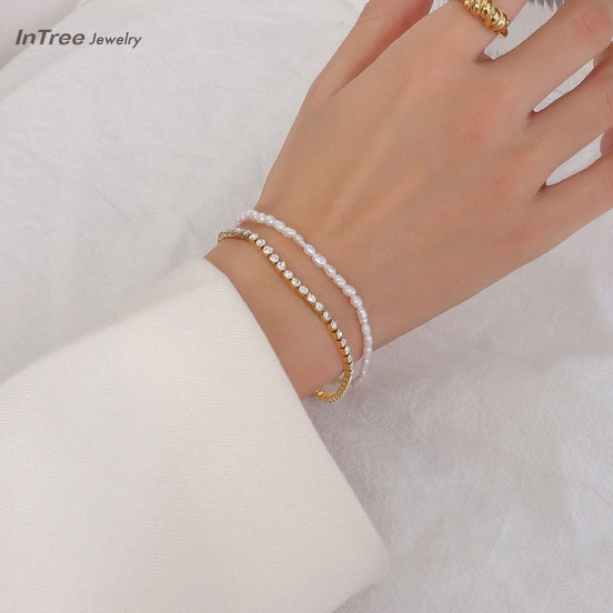 Double-layer Chain Design Pearl Bracelet