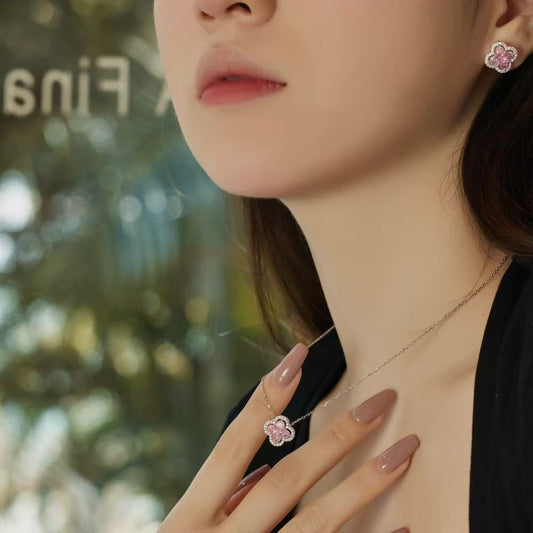 Pink Four-leaf Clover SET
