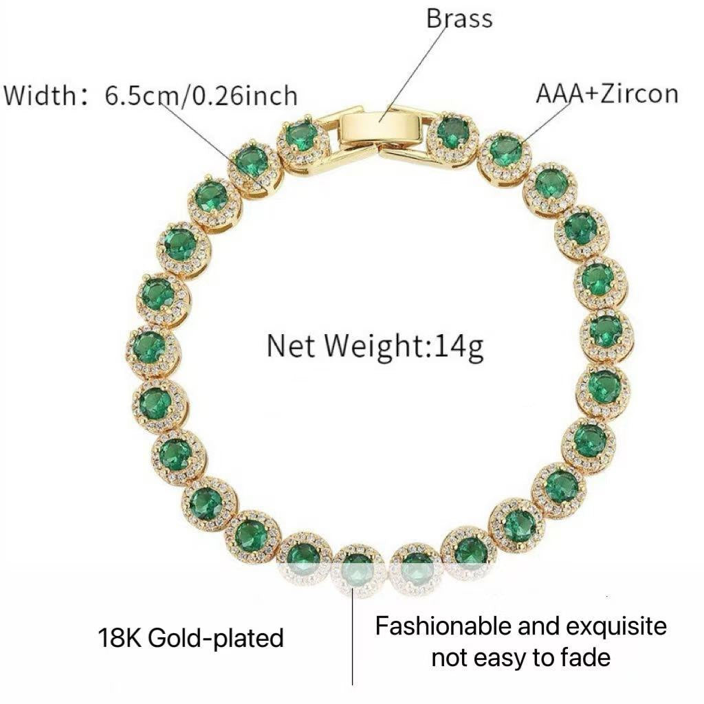 18K Gold-plated Copper Based Bracelet Full Set with 3A Zircon