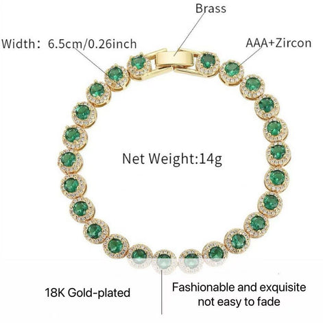 18K Gold-plated Copper Based Bracelet Full Set with 3A Zircon
