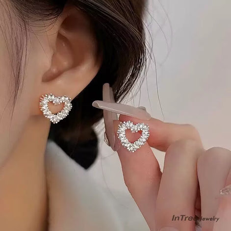 Hollow Heart Design S925 Silver Earring