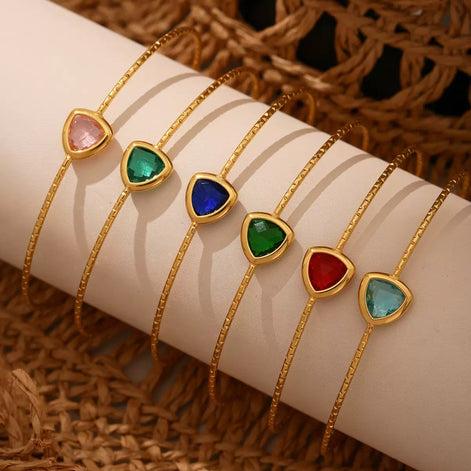 Love Heart Colorful Stone Open Design Bracelet
