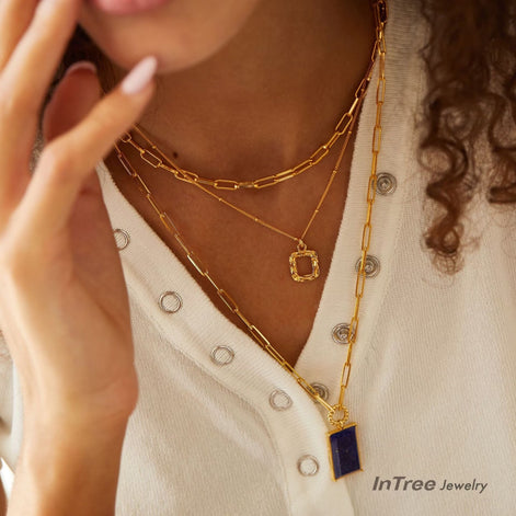 Original Designer -Textured Gold Square Necklace