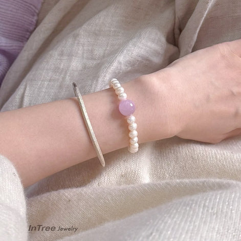 Natural Kunzite Beaded Bracelet