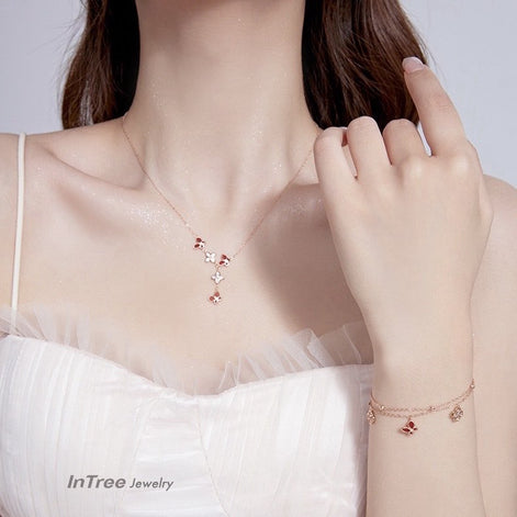 FLC Butterfly S925 Sterling Silver Necklace SET