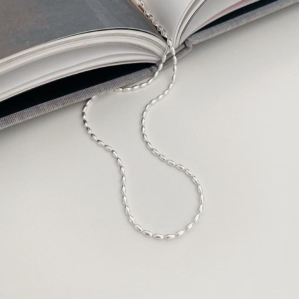 Olive Bead S925 Sterling Silver Necklace