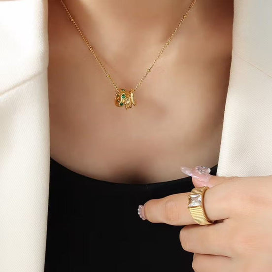 Three-rings Necklace 18K Gold-plated Over Copper