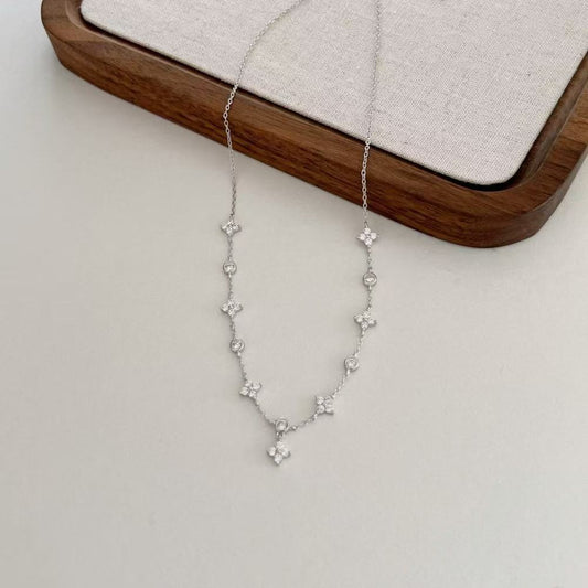 S925 Sterling Silver Lucky Four-leaf Clover Necklace