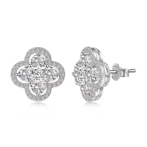 Four-leaf Clover S925 Sterling Silver Earrings set with Premium Zircon