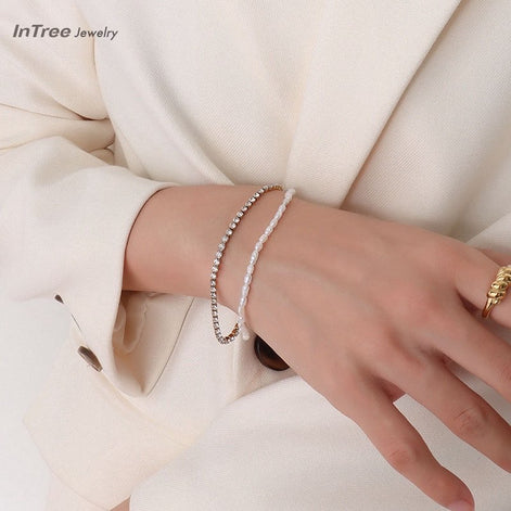 Double-layer Chain Design Pearl Bracelet