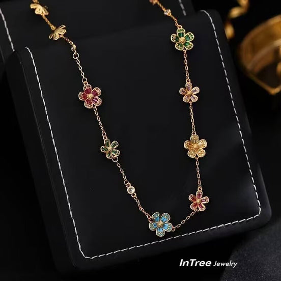 Colorful Flower Design Necklace