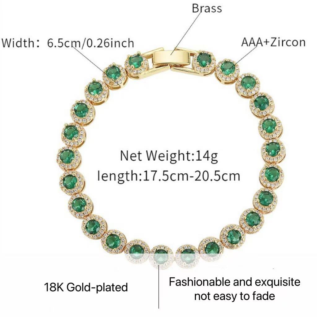 18K Gold-plated Copper Based Bracelet Full Set with 3A Zircon