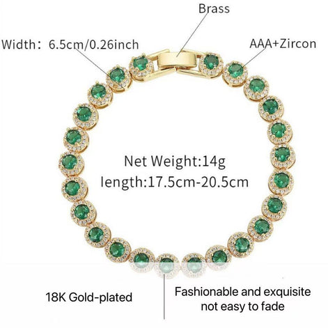 18K Gold-plated Copper Based Bracelet Full Set with 3A Zircon