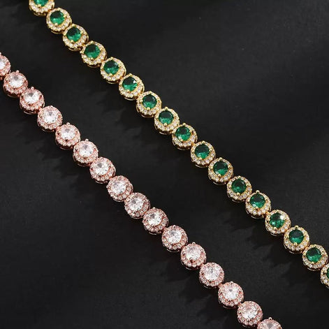 18K Gold-plated Copper Based Bracelet Full Set with 3A Zircon