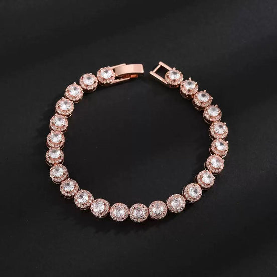 18K Gold-plated Copper Based Bracelet Full Set with 3A Zircon