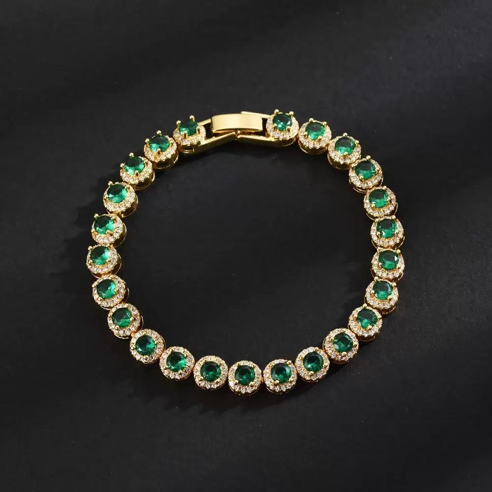 18K Gold-plated Copper Based Bracelet Full Set with 3A Zircon