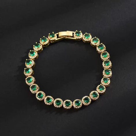 18K Gold-plated Copper Based Bracelet Full Set with 3A Zircon