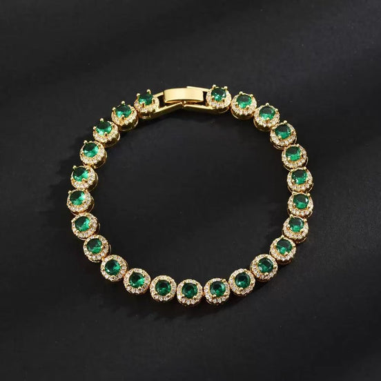 18K Gold-plated Copper Based Bracelet Full Set with 3A Zircon