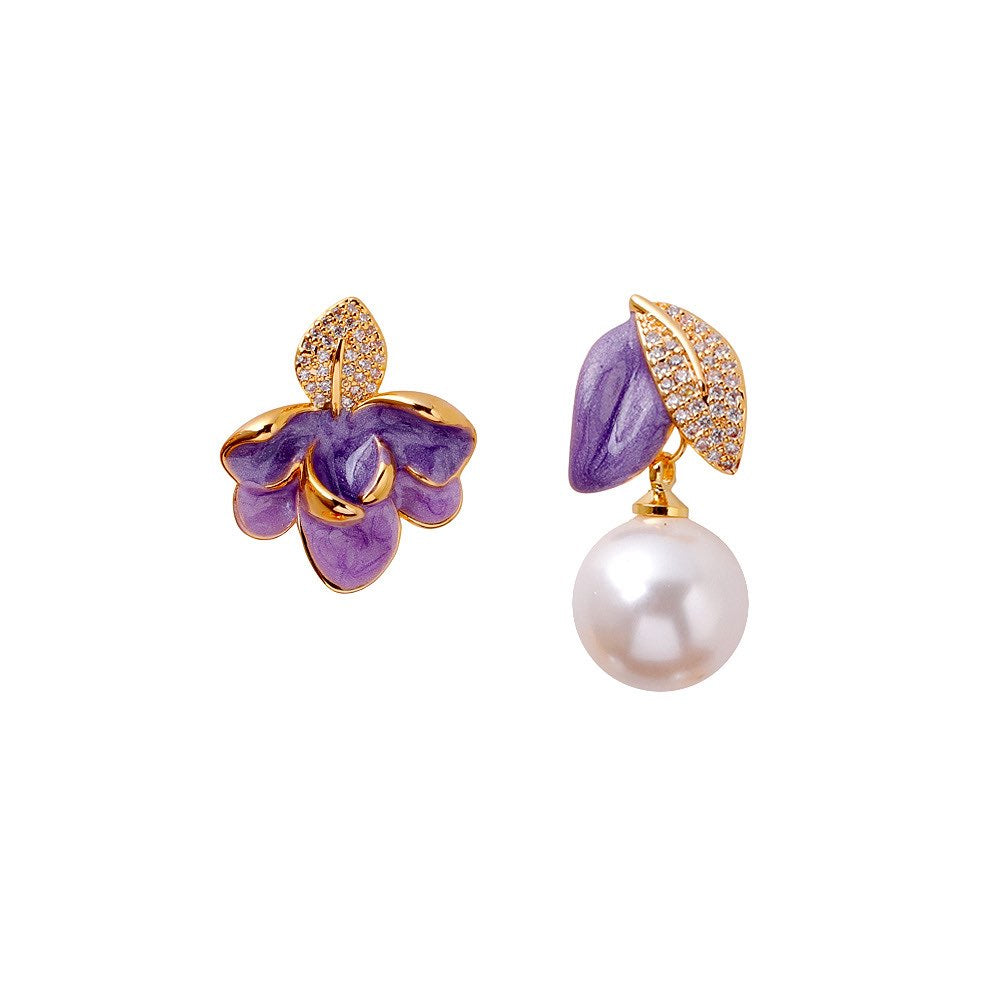 Asymmetric Design Enamel Oil-Dripping Earring