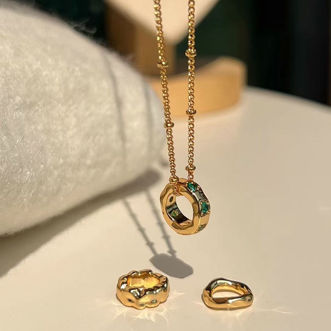 Three-rings Necklace 18K Gold-plated Over Copper