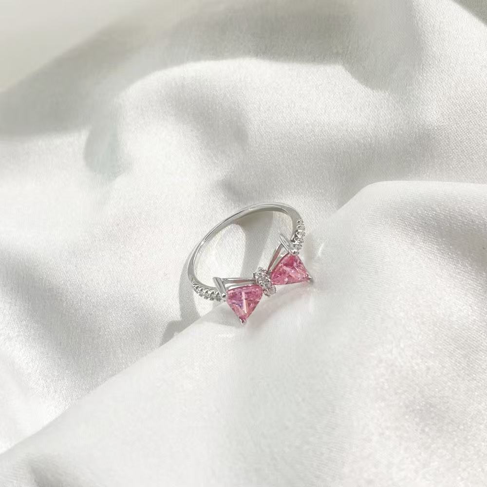 Pink Bow S925 Sterling Silver Ring