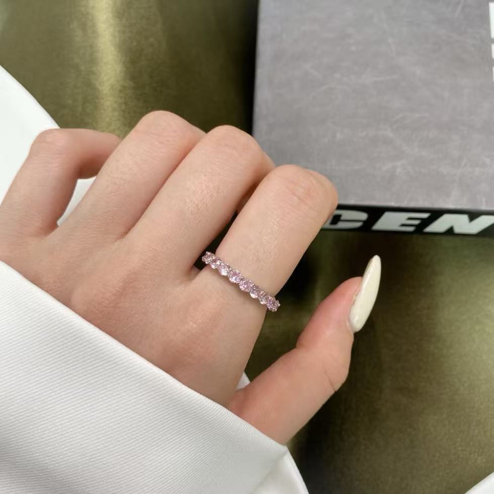 S925 Sterling Silver Full set with Pink Zircon