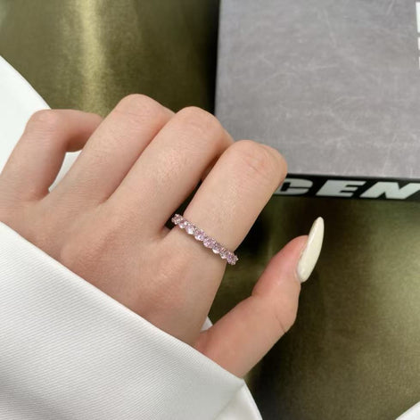 S925 Sterling Silver Full set with Pink Zircon