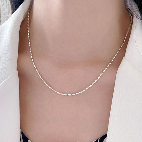 Olive Bead S925 Sterling Silver Necklace