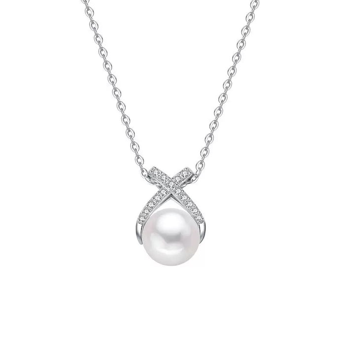 Natural freshwater pearl S925 sterling silver necklace set with 5A zircon