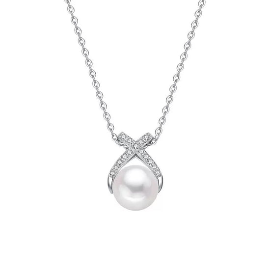 Natural freshwater pearl S925 sterling silver necklace set with 5A zircon