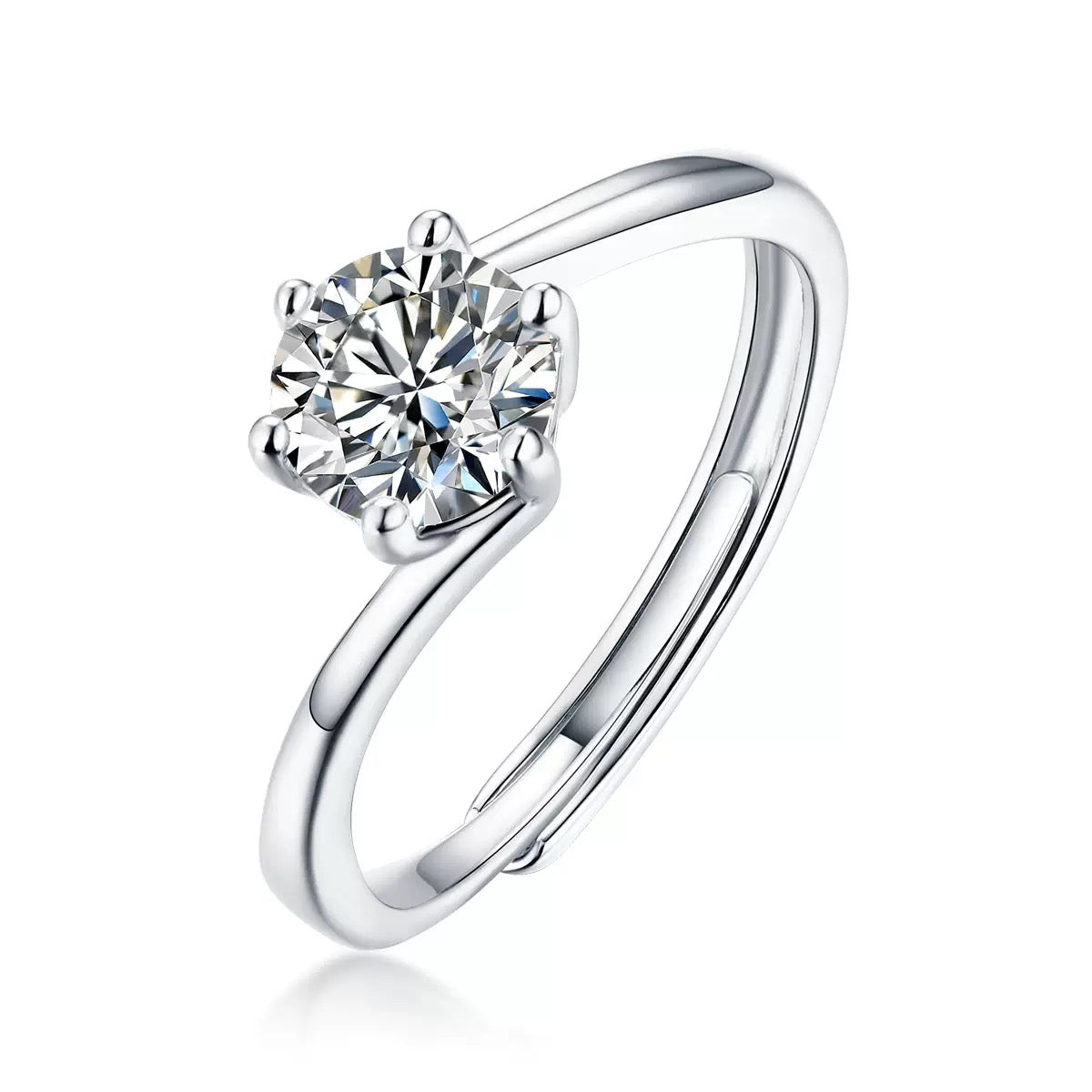 S925 Sterling Silver Moissanite Ring With 1 Ct Diamond