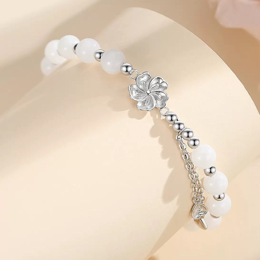 S925 Sterling silver bracelet with natural Hotan jade