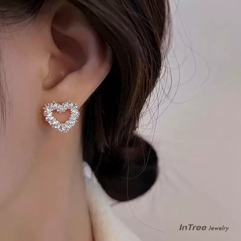 Hollow Heart Design S925 Silver Earring
