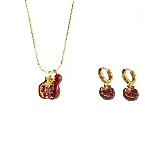 Red Pomegranate Necklace & Earring SET
