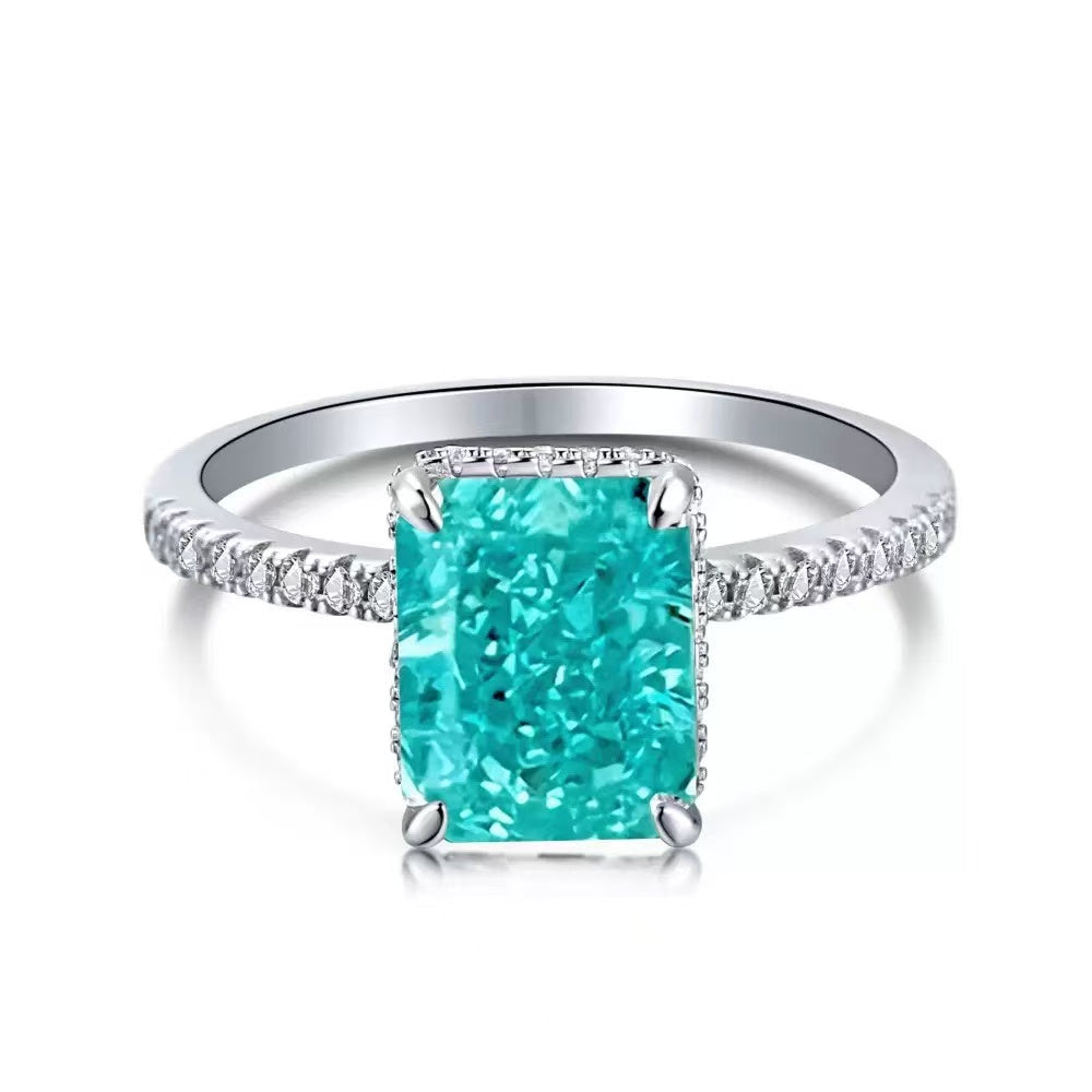 S925 Sterling Silver Ring with High Carbon Diamond Colored Zircon