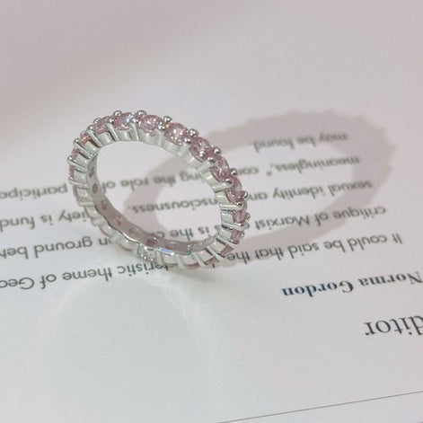 S925 Sterling Silver Full set with Pink Zircon